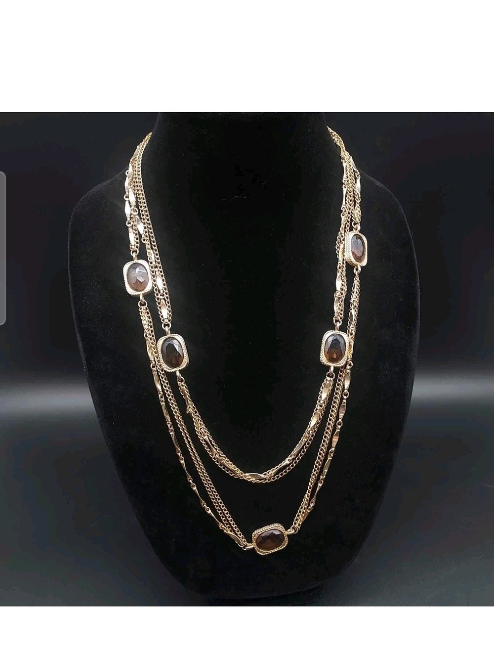Vintage Sarah Coventry Golden Embers Necklace with Amber Cabochons
